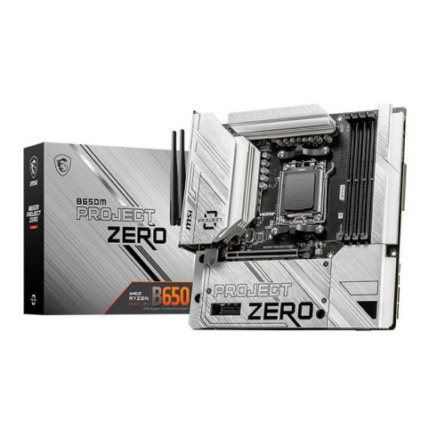 Материнская плата MSI B650M PROJECT ZERO B650, AM5, 4*DDR5, 1*PCIEx16, 1*PCIEx1, 2*M.2, 3*TypeC, 3*USB3.2Gen2, 4*USB3.2Gen1, 6*USB2.0, 4*SATA3.0, 2.5G, DP, HDMI, M-ATX, RTL