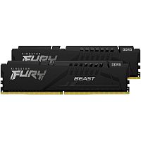 Модуль памяти DDR 5 DIMM 32Gb PC51200, 64000Mhz, Kingston FURY Beast Black XMP CL32 (Kit of 2) (KF564C32BBK2-32) (retail)
