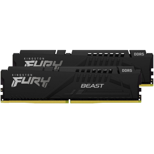 Модуль памяти DDR 5 DIMM 32Gb PC51200, 64000Mhz, Kingston FURY Beast Black XMP CL32 (Kit of 2) (KF564C32BBK2-32) (retail)