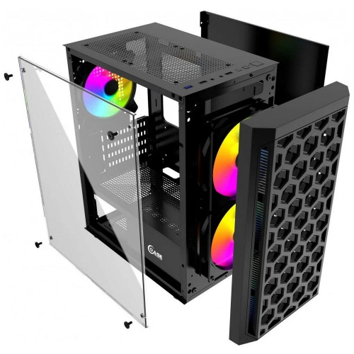 Powercase CMIMTB-L3 Корпус Mistral Micro T3B, Tempered Glass, Mesh, 2x 140mm + 1х 120mm 5-color fan, чёрный, mATX (CMIMTB-L3) фото 4