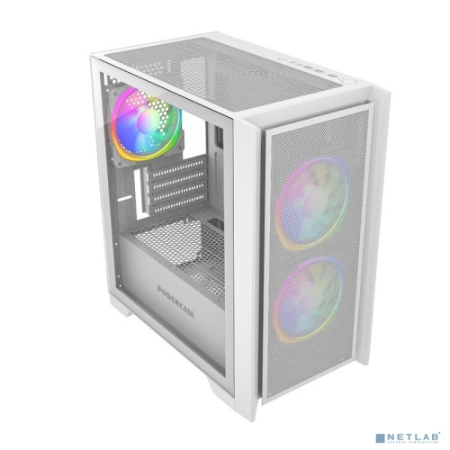 Powercase Alisio Micro Z3W ARGB, Tempered Glass, 3x 120mm ARGB fan, белый, mATX (CAMZW-A3)