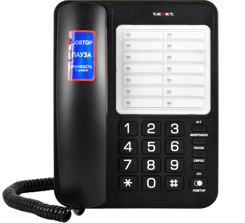Телефон проводной Texet TX-234 черный (127217)