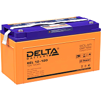 Батарея DELTA серия GEL, GEL 12-120, напряжение 12В, емкость 120Ач (разряд 10 часов), макс. ток разряда (5 сек.) 950А, макс. ток заряда 24А, свинцово-кислотная типа AGM+GEL, клеммы под болт М8, ДxШxВ 406х172х223мм., вес 38.4кг., LCD, срок службы 10-12 ле