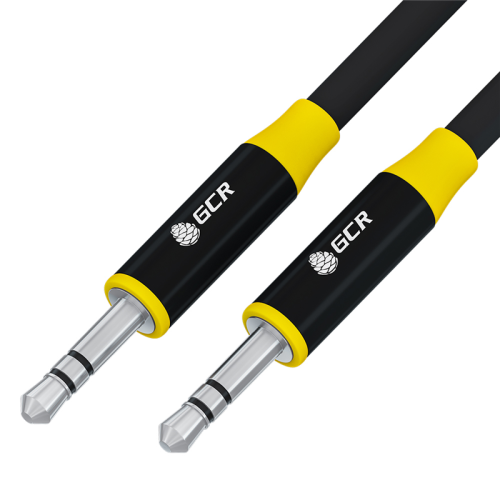 GCR Кабель 5.0m аудио jack 3.5mm/ jack 3.5mm черный, AL case черный, желтая окантовка, M/ M, GCR-54758
