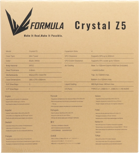 Корпус Formula Crystal Z5 TG черный без БП mATX 6x120mm 1xUSB2.0 1xUSB3.0 audio bott PSU (CRYSTAL Z5 TG BLACK) фото 16