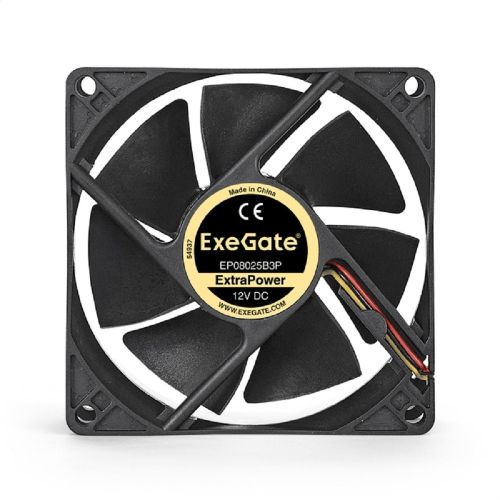Exegate EX288925RUS Вентилятор ExeGate ExtraPower EP08025B3P (80x80x25 мм, 2-Ball (двойной шарикоподшипник), 3pin, 2400RPM, 26dBA) фото 2
