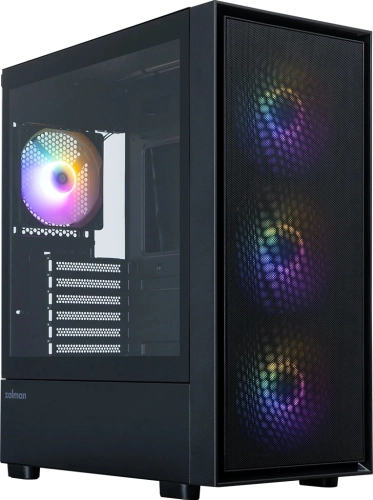 корпус ZALMAN S6, ATX, BLACK, WINDOW, 2xCombo (3.5 or 2.5), 1x2.5, 1xUSB Type C, 1xUSB3.0, 1xUSB2.0, FRONT 3x140mm FRGB, REAR 1x120mm FRGB (S6 BLACK)