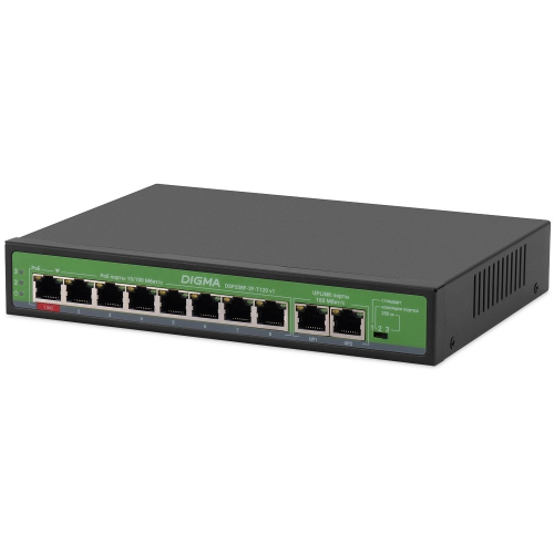 Digma DSP208F-2F-T120 Коммутатор V1 (L2) 10х100Мбит/ с 8PoE 8PoE+ 120W неуправляемый фото 3