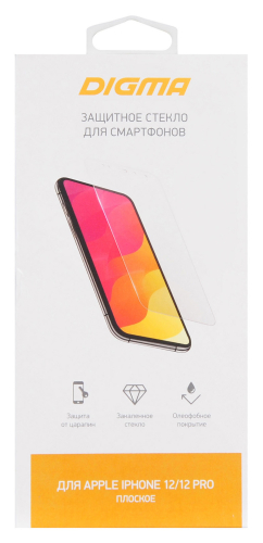Защитное стекло для экрана Digma для Apple iPhone 12/ 12 Pro прозрачная 1шт. (DGG1AP12PA)
