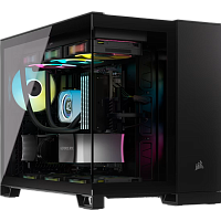 Корпус без блока питания/ Case Corsair iCUE LINK 2500X RGB, Midi-Tower, TG, 2x120mm RGB, 2xUSB-A 3.2, 1xUSB 3.2 Type-C, mATX, mITX Black (CC-9011267-WW)