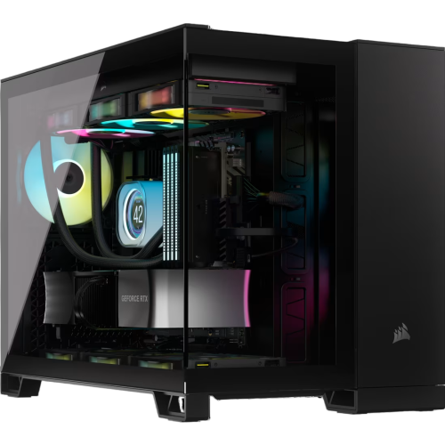Корпус без блока питания/ Case Corsair iCUE LINK 2500X RGB, Midi-Tower, TG, 2x120mm RGB, 2xUSB-A 3.2, 1xUSB 3.2 Type-C, mATX, mITX Black (CC-9011267-WW)
