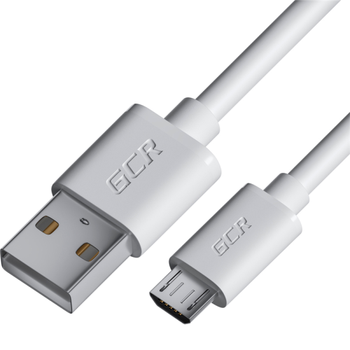 GCR Кабель 0.5m MicroUSB, белый, быстрая зарядка, 28/ 24 AWG, GCR-53230