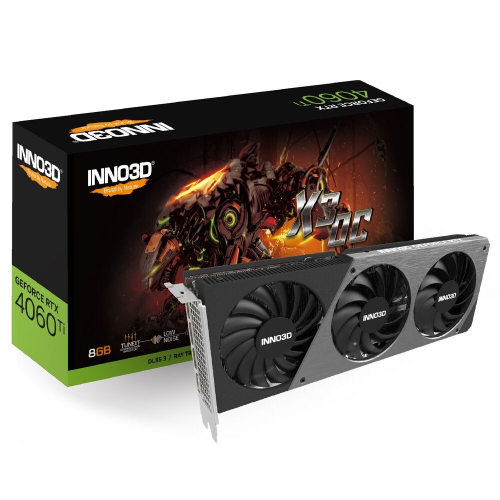 INNO3D RTX 4060 Ti X3 OC/ / RTX4060Ti, HDMI, DP*3, 8G,D6 (N406T3-08D6X-171153L)