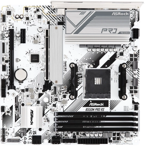 Материнская плата ASROCK B550M PRO RS, AM4, B550, 4*DDR4, 4*SATA, 2*M.2, 4*USB 3.2, 2*USB 2.0, Type-C, 6*PCIx16, 1*PCIx1, 1xM.2 (Key E), HDMI+DP, mATX