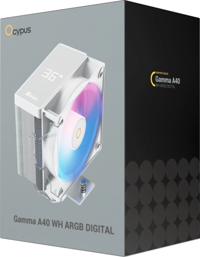 Кулер для процессора Ocypus Gamma A40 WH ARGB Digital, 100mm ARGB FAN, Top Display Panel, 4 HEAT PIPES, 4-PIN PWM, 600-2400 RPM, 29.5DBA, HYDRO BEARING, LGA115X/1200/1700/18XX, AM4/AM5 фото 8