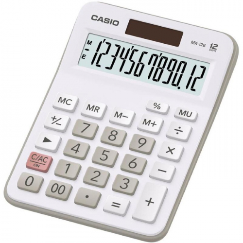 Калькулятор настольный Casio MX-12B-WE белый/серый 12-разр. (MX-12B-WE-W-EC)