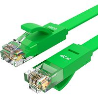 GCR Патч-корд PROF плоский прямой 7.5m, UTP медь кат.6, зеленый, 30 AWG, GCR-LNC625-7.5m, ethernet high speed 10 Гбит/ с, RJ45, T568B