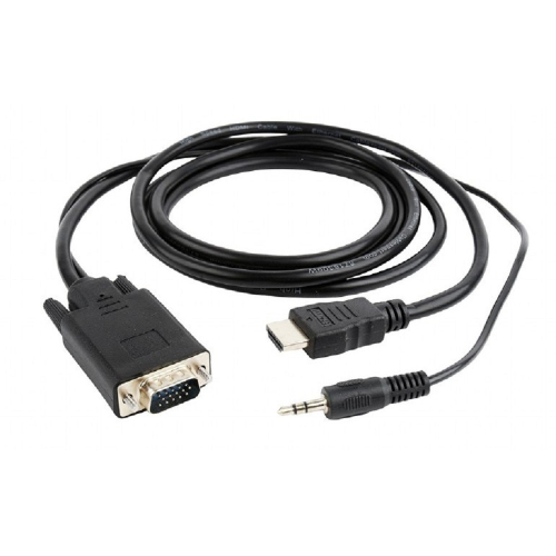 Cablexpert Кабель HDMI-VGA 19M/ 15M + 3.5Jack, 1.8м, черный, позол.разъемы, пакет (A-HDMI-VGA-03-6)