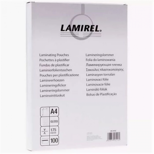 Пленка Fellowes для ламинирования Lamirel, А4, 175мкм, 100 шт., глянцевая, прозрачная (LA-7876501)