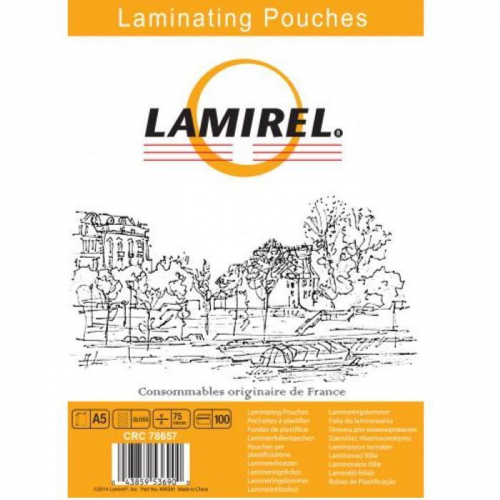 Пленка для ламинирования Fellowes 75 мкм A5 100 штук глянцевая Lamirel (LA-78657)