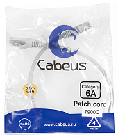 Cabeus PC-SSTP-RJ45-Cat.6a-0.5m-LSZH Патч-корд S/ FTP, категория 6а (10G), 2xRJ45/ 8p8c, экранированный, серый, LSZH, 0.5м