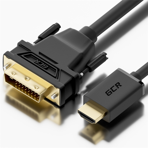 GCR Кабель 15.0m HDMI-DVI черный, OD8.0mm, 28/ 26 AWG, позолоченные контакты, 19M / 25M Dual Link, тройной экран, 44-050625