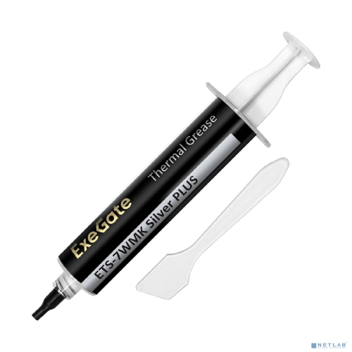 Exegate EX296090RUS Термопаста ExeGate ETS-7WMK Silver PLUS (7,2 Вт/ (м•К), 15г, шприц с лопаткой)