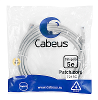 Cabeus PC-UTP-RJ45-Cat.5e-5m Патч-корд U/ UTP, категория 5е, 2xRJ45/ 8p8c, неэкранированный, серый, PVC, 5м