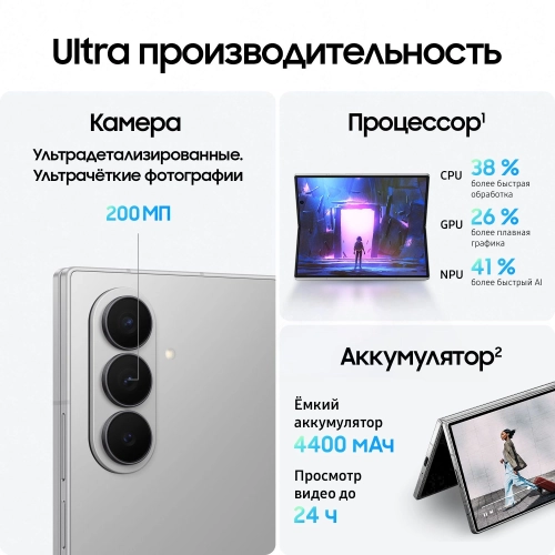Смартфон Samsung SM-F966B Galaxy Z Fold7 256Gb 12Gb серый раскладной 3G 4G 2Sim 8 1968x2184 Android 16 200Mpix 802.11 a/ b/ g/ n/ ac/ ax/ be NFC GPS GSM900/ 1800 GSM1900 Protect (SM-F966BZSBCAC) фото 12