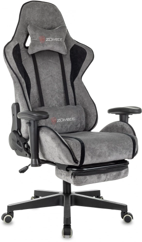 Кресло игровое Zombie Drift/ F серый/ черный крестов. пластик подст.для ног (ZOMBIE DRIFT/F GR)