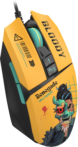 Мышь A4Tech Bloody W63 Max Renegade желтый/ рисунок оптическая (120000dpi) USB фото 8