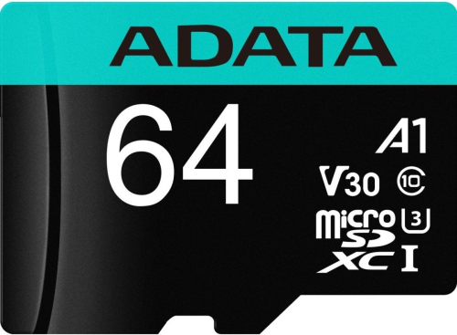 Карта памяти MICRO SDXC 64GB W/ ADAP. AUSDX64GUI3V30SA2-RA1 ADATA