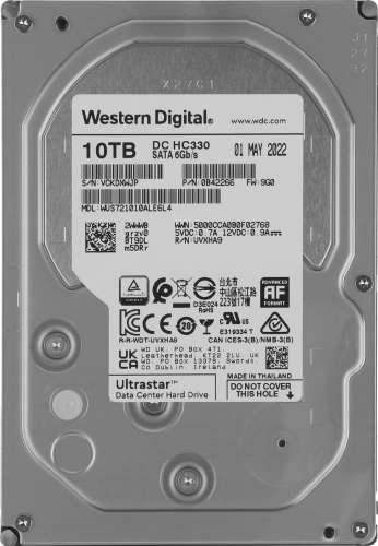 Жесткий диск WD SATA-III 10TB 0B42266\0B44496 WUS721010ALE6L4 Server Ultrastar DC HC330 4KN (7200rpm) 256Mb 3.5
