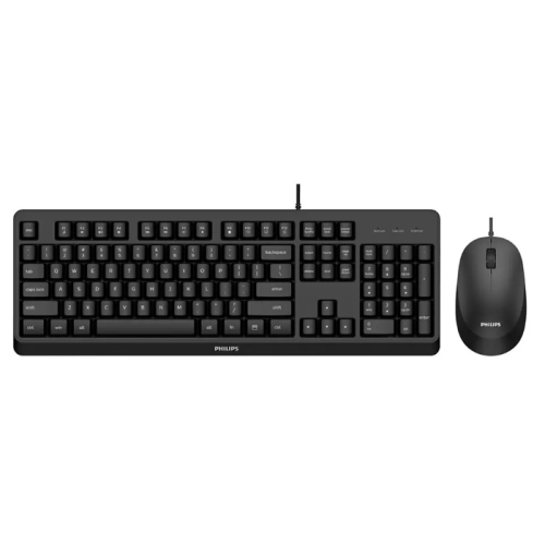 Комплект клавиатура+мышь Philips Wired Combo SPT6207BL (Keyboard SPK6207BL+Mouse SPK7207BL) USB 2.0 104 key/3 butt 1000dpi, right/left, Black (SPT6207BL/87)