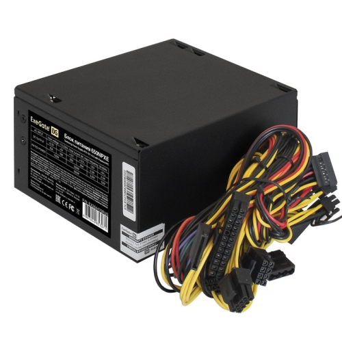 Exegate EX264476RUS-PC Блок питания 650W ExeGate 650NPXE (ATX, PPFC, PC, 12cm fan, 24pin, (4+4)pin, PCIe, 3xSATA, 2xIDE, black, кабель 220V в комплекте) фото 2
