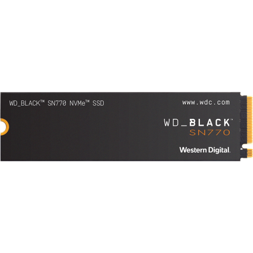 WD SSD Black SN770 NVMe, 500GB, M.2(22x80mm), NVMe, PCIe 4.0 x4, 3D TLC, R/W 5000/4000MB/s, IOPs 460 000/800 000, TBW 300, DWPD 0.3 (12 мес.) (WDS500G3X0E)