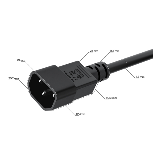 GCR Кабель питания PROF 0.15m, С14 - С5, черный, 3*1,0mm, GCR-55957