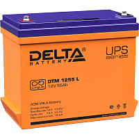 Батарея DELTA серия DTM L, DTM 1255 L, напряжение 12В, емкость 55Ач (разряд 10 часов), макс. ток разряда (5 сек.) 550А, макс. ток заряда 16.5А, свинцово-кислотная типа AGM, клеммы под болт М6, ДxШxВ