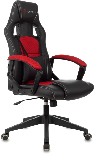 Кресло игровое Zombie Arena черный/ красный ткань/ эко.кожа крестов. пластик (ZOMBIE ARENA RED)