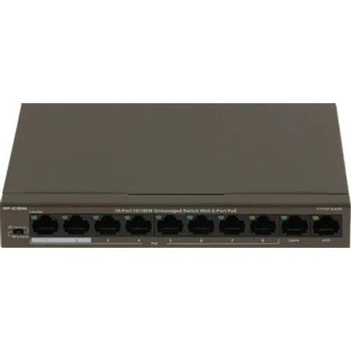 IP-COM F1110P-8-63W Коммутатор неуправляемый PoE, 10 портов, 10x100 Мбит/ с, PoE 8х30 Вт, 2хUplink, настольный фото 2