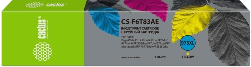 Картридж струйный Cactus CS-F6T83AE 973XL желтый (110мл) для HP PageWide Pro 452dw/Pro 477dw
