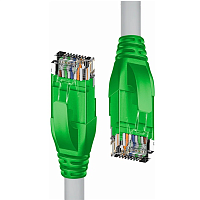 Патч-корд прямой 0.5m UTP кат.5e, серый, зеленые коннекторы, 24 AWG, литой, ethernet high speed 1 Гбит/ с, RJ45, T568B (4PH-R90024)