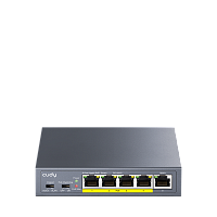Коммутатор/ 5-Port 10/100/1000M PoE+ Switch 60W, 5 10/100/1000M ports with 4POE+ Ports Unmanaged Switch with UL power adapter IEEE802.3af / IEEE802.3at, Watchdog, 60W External (GS1005P)