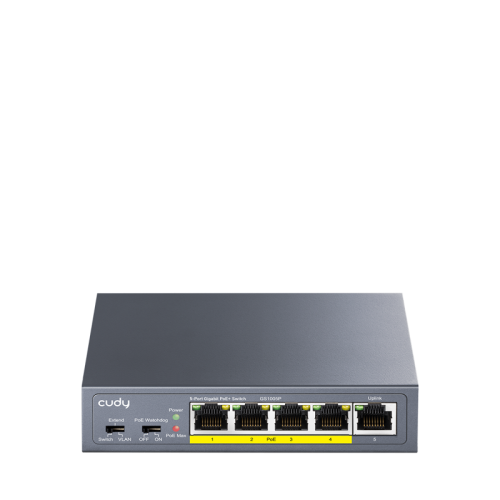 Коммутатор/ 5-Port 10/100/1000M PoE+ Switch 60W, 5 10/100/1000M ports with 4POE+ Ports Unmanaged Switch with UL power adapter IEEE802.3af / IEEE802.3at, Watchdog, 60W External (GS1005P)
