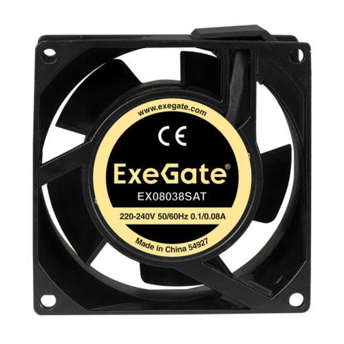 Exegate EX289002RUS Вентилятор 220В ExeGate EX08038SAT (80x80x38 мм, Sleeve bearing (подшипник скольжения), клеммы, 2400RPM, 36dBA) фото 2