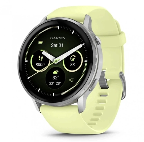 Смарт-часы Garmin Venu 4 1.4 AMOLED корп.серебристый рем.желтый разм.брасл.:135-200мм (010-03014-02)