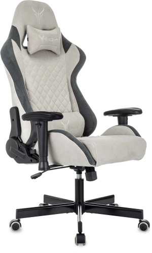 Кресло игровое Knight Regal Fabric светло-серый/ серый искусственная замша крестов. металл (KNIGHT REGAL FABR-LG)