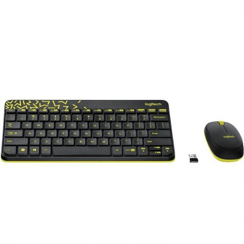 Клавиатура и мышь Logitech Wireless Desktop MK240 Nano, USB, BT, Black-yellow (920-008213)