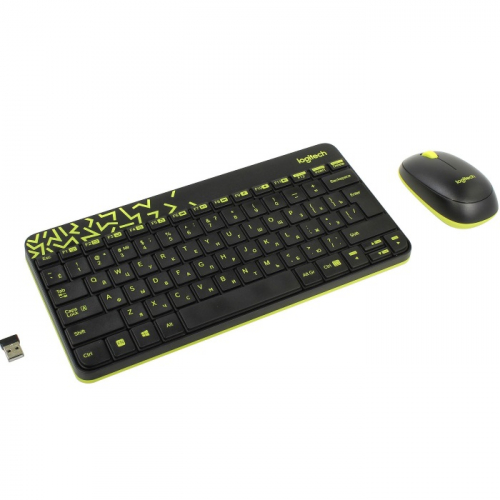 Клавиатура и мышь Logitech Wireless Desktop MK240 Nano, USB, BT, Black-yellow (920-008213) фото 3