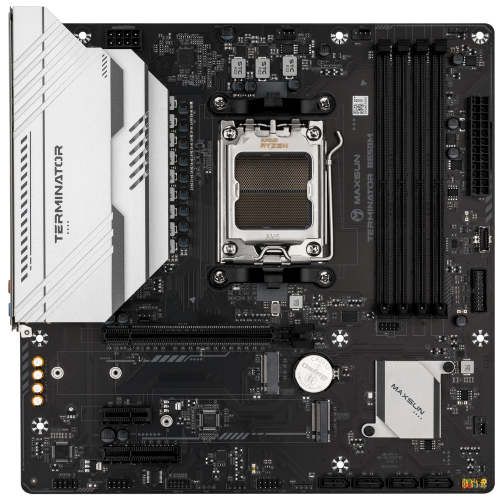 Материнская плата Maxsun MS-Terminator B650M B650, AM5, 4*DDR5, 1*PCIEx16, 1*PCIEx4, 1*PCIEx1, 2*M.2, 2*TypeC, 6*USB3.2Gen1, 6*USB2.0, 4*SATA3.0, 2.5G, DP, HDMI, M-ATX, RTL (6940709661093)